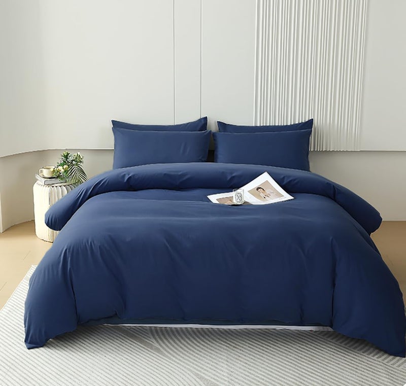 Houseri Navy Comforter Set King Size - Classic Vintage Midnight Blue & Dark Navy Theme - Image 1